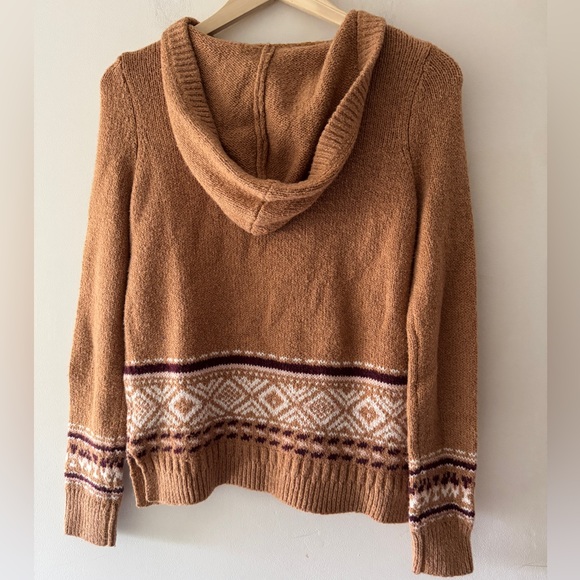 Hollister Women's Fair Isle Sweater Hoodie Lace Up V Neck - Picture 4 of 5